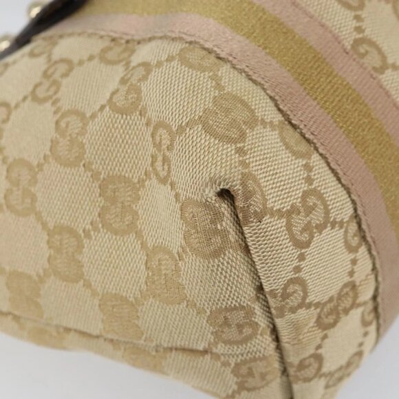 GUCCI GG Canvas Sherry Line Hand Bag Beige Gold 139261 Auth BA8631 - Picture 4 of 16